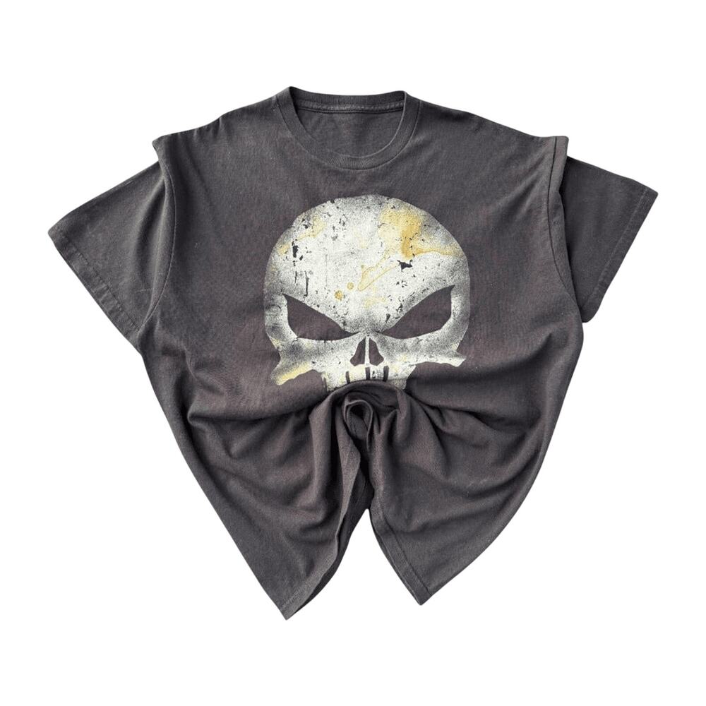 Skull T-Shirt Y2K Vintage Black L